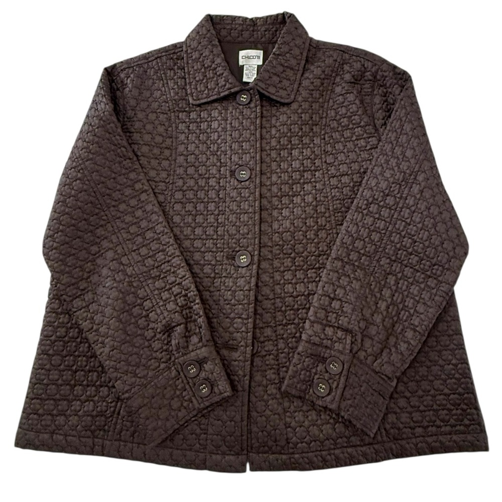 Chico’s Dark Brown, Button Down Jacket. Size 25. … - image 1